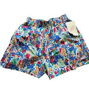 NWT Vintage Pinwheels Shorts Adult Sz Large Multicolor Floral USA 90s Surf Skate